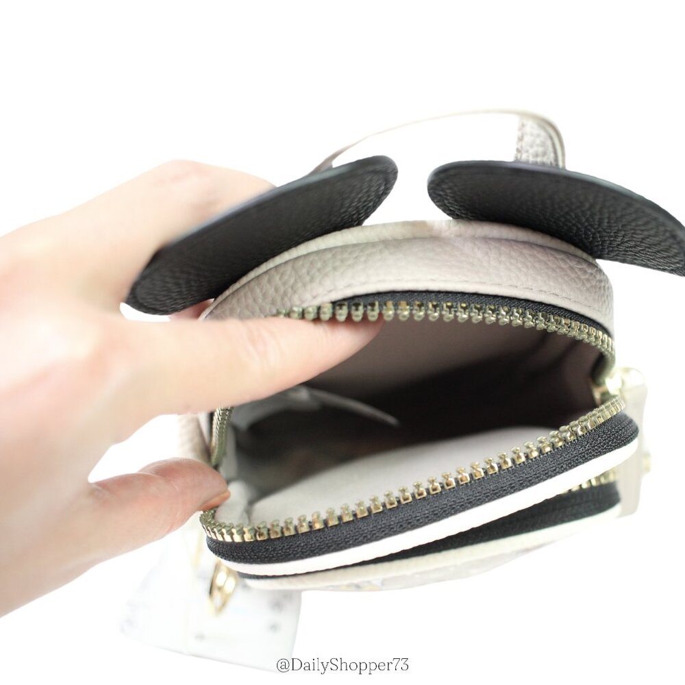 Disney Women's Luxe Mickey Mouse Patterned with Ears Quilted Beige Crossbody Bag - Picture 10 of 10